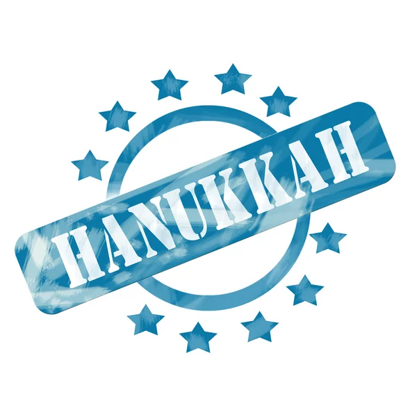 Blauw verweerde hanukkah stempel cirkel en sterren ontwerpen — Stockfoto
