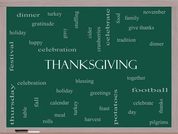 Thanksgiving Word Cloud Concept on a Blackboard — Stock Photo, Image