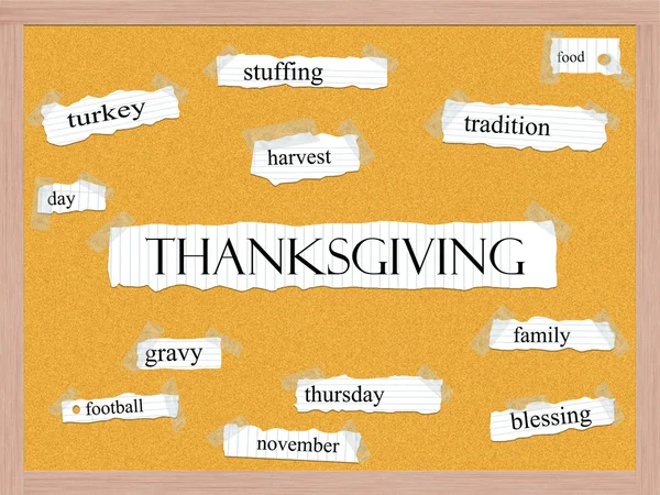 Thanksgiving Corkboard Word Concept — Stock Photo, Image