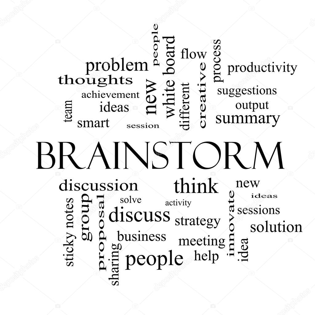 Brainstorm Word Cloud Concept in black and white