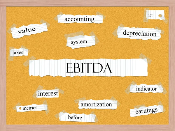 Concetto di parola di EBITDA Corkboard — Foto Stock