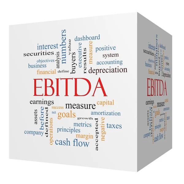 EBITDA 3D cube Word Cloud Concept — Stock Photo, Image