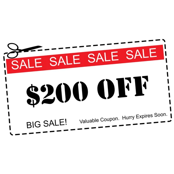 Two Hundred Dollars Off Big Sale Coupon — Stock Photo, Image