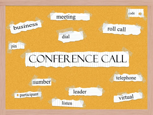 Conference Call Korkboard Word Konzept — Stockfoto