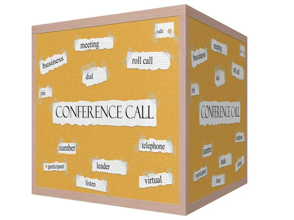 电话会议 3d 软木砖词概念 — 图库照片