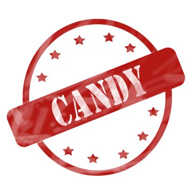 Kırmızı yıpranmış şeker damga daire ve yıldız