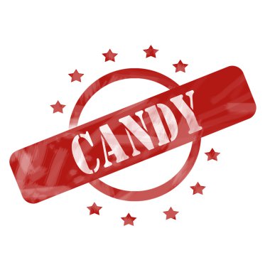 Kırmızı yıpranmış şeker damga daire ve yıldız tasarım