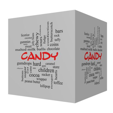 Şeker 3d kırmızı kapaklar Word Cloud kavramı 