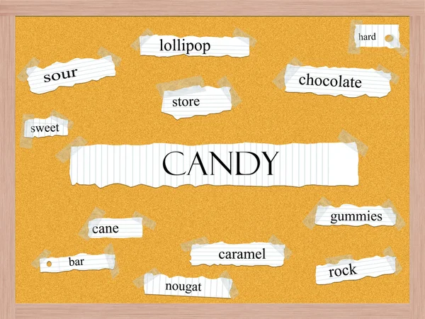 Candy Corkboard slovo koncepce — Stock fotografie