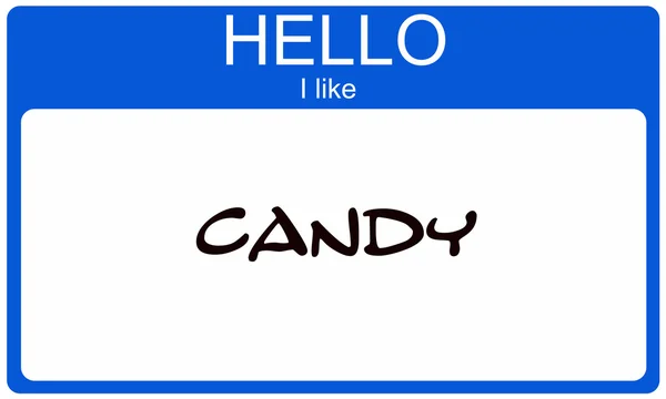 Hello I like Candy Name Tag — Stock Photo, Image