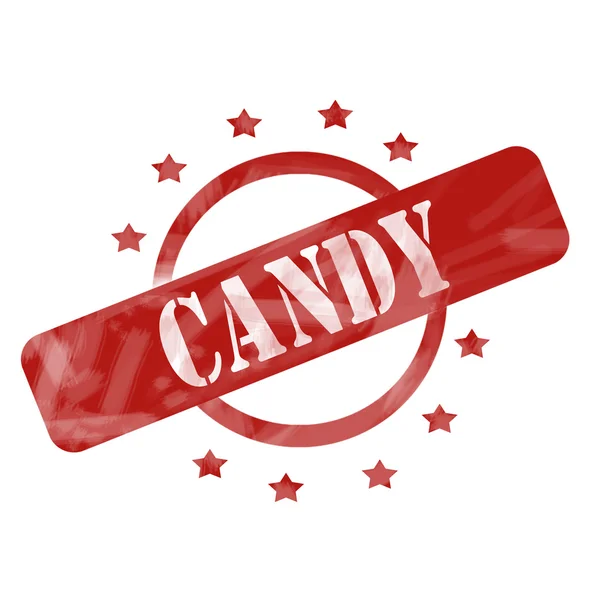 Red Weathered Candy Stamp Circle і дизайн зірок — стокове фото