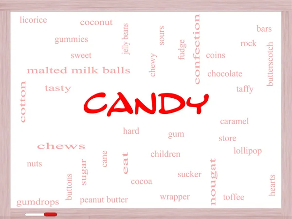 Candy slovo mrak koncepce na tabuli — Stock fotografie