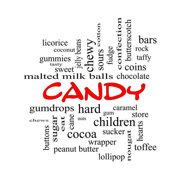 Candy slovo mrak koncepce v nádražáci — Stock fotografie