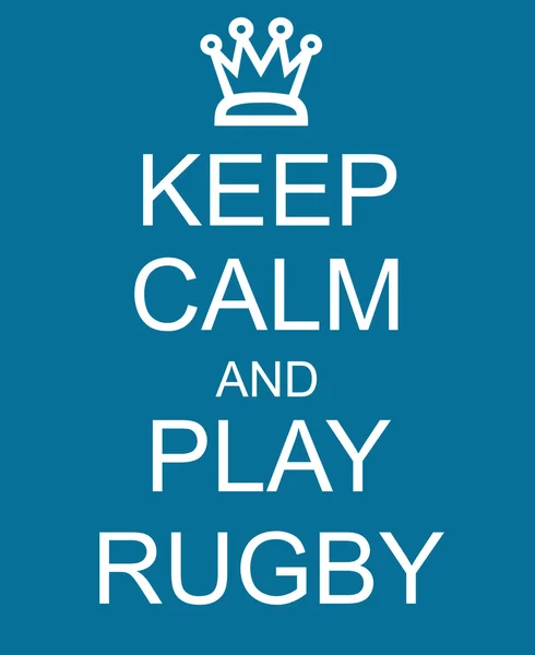 Mantenga la calma y jugar Rugby Blue Sign — Foto de Stock