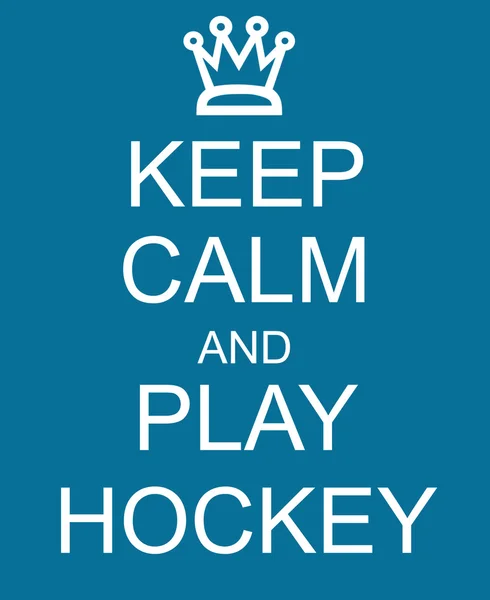 Mantenga la calma y jugar Hockey Blue Sign — Foto de Stock