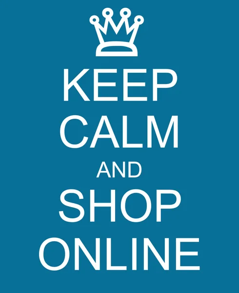 Keep Calm and Shop Online Blue Sign — Stock Photo, Image