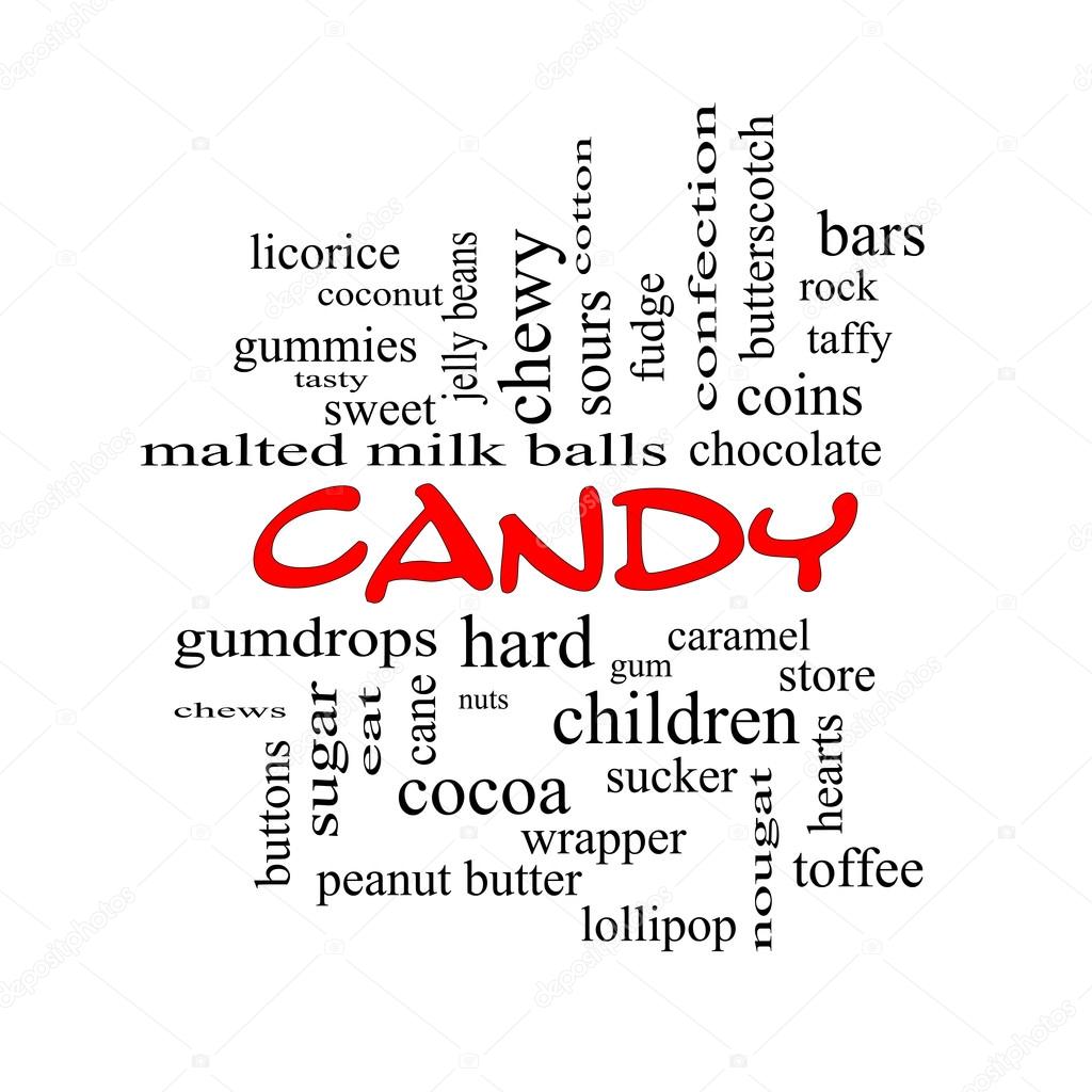 Candy Word Cloud Concept in red caps — Stock Photo © 65012449