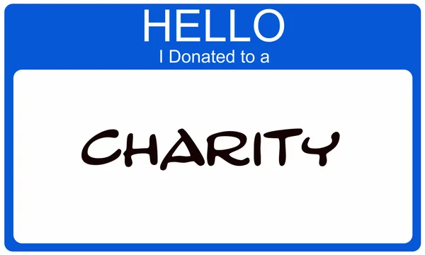 Hello I donated to a Charity blue name sticker — Stock Photo, Image