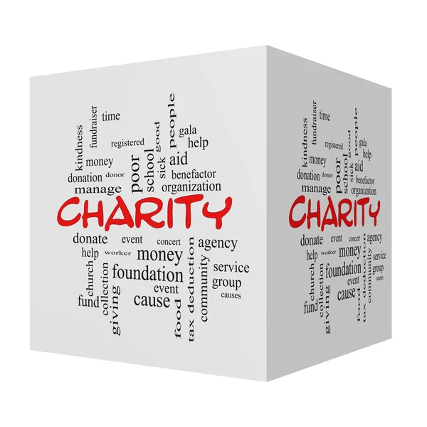 Charity 3D Word Cloud Concept red caps — Stock Photo, Image