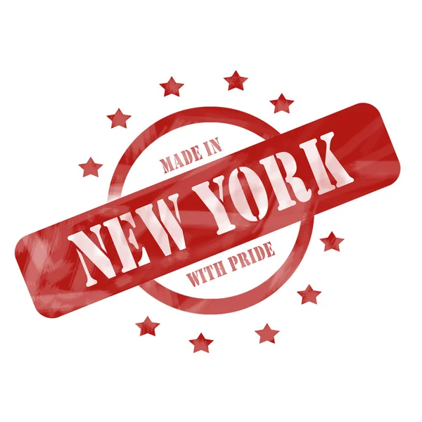 Red Weathered Made in New York with Pride Stamp Circles — Stock Photo, Image