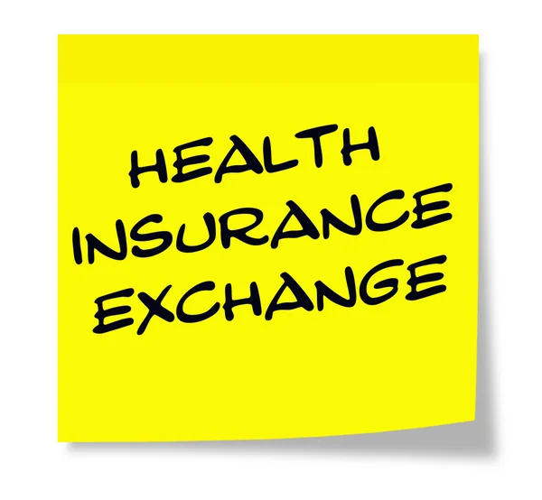 Health Insurance Exchange written on a yellow sticky note — Stock Photo, Image