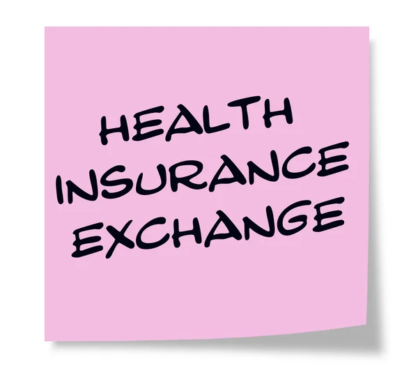 Ubezpieczenie zdrowotne wymiany napisane na karteczkę różowy — Zdjęcie stockowe