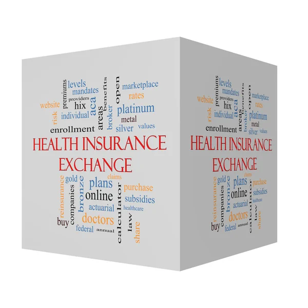 Health Insurance Exchange 3d-kub ordet Cloud koncept — Stockfoto