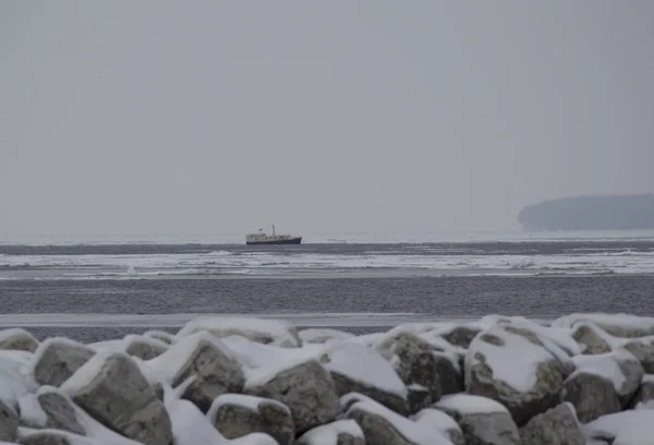 Barco por Washington Island Door County en invierno —  Fotos de Stock