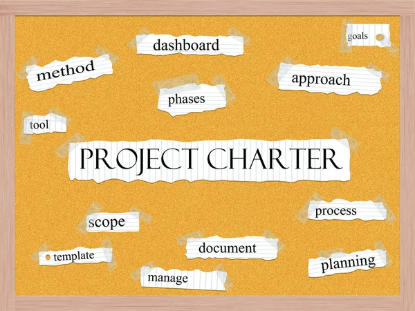 Proje Charter Corkboard Word kavramı — Stok fotoğraf