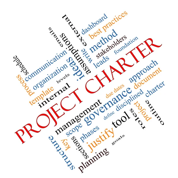 Project Charter Word Cloud Concept Angled — Stock Photo, Image