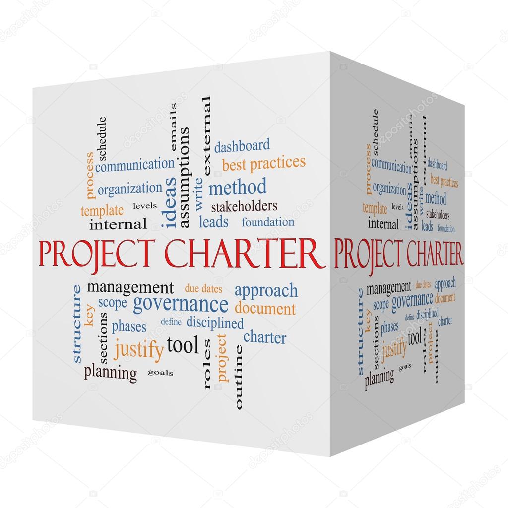 Project Charter 3D cube Word Cloud Concept 