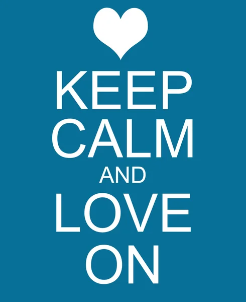 Keep Calm and Love On Blue Sign — Zdjęcie stockowe