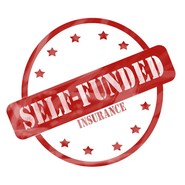 Red Self Funded Insurance Circle stamp — ストック写真