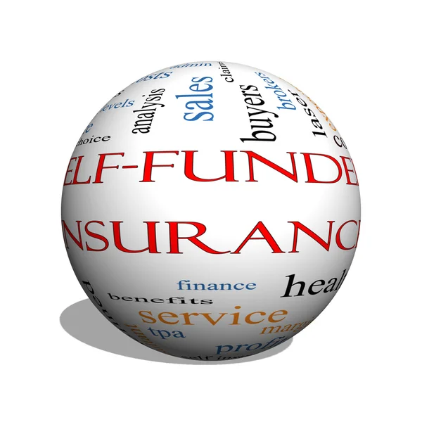 Self Funded Insurance 3D sphere Word Cloud — Zdjęcie stockowe