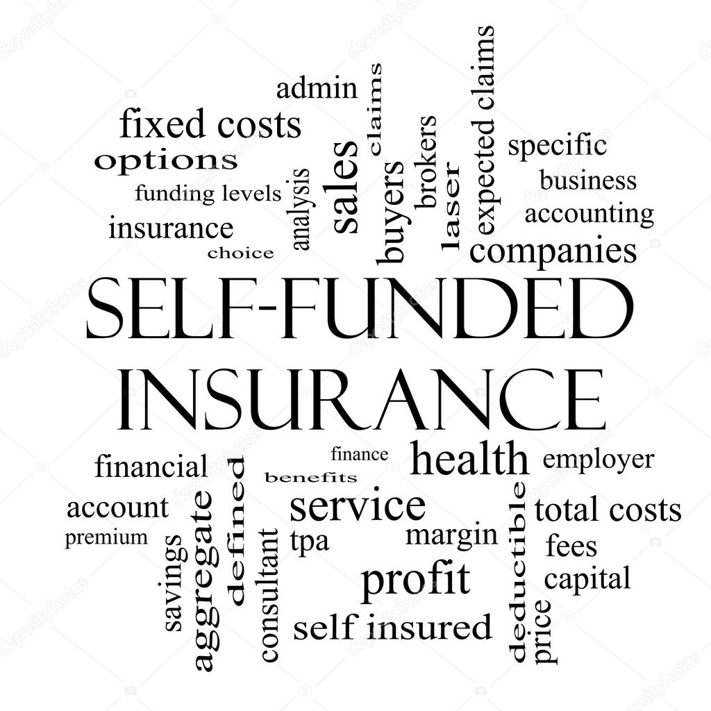 Self Funded Insurance Word Cloud in black and white
