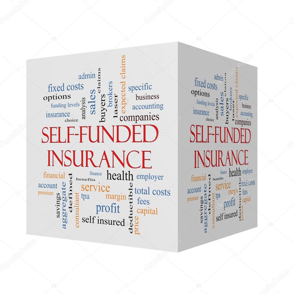 Self Funded Insurance 3D cube Word Cloud 