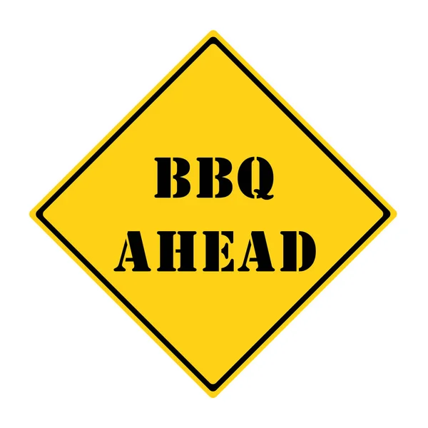 Yellow BBQ Ahead Road Sign — Stok fotoğraf