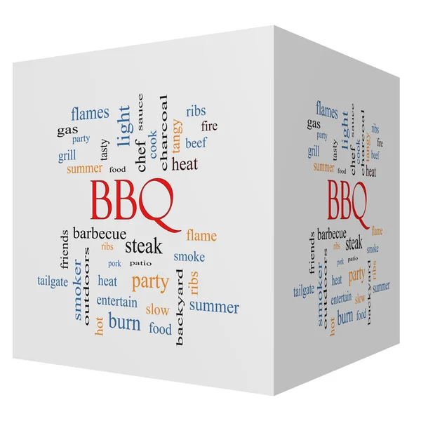 BBQ 3D cubo Word Cloud — Fotografia de Stock
