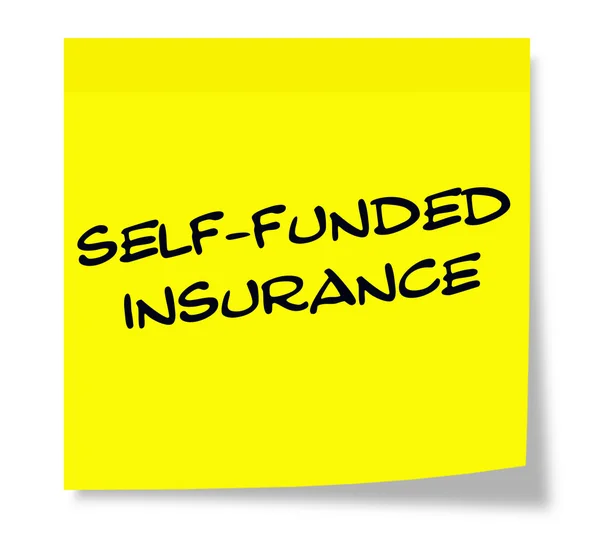 Self Funded Insurance Yellow Sticky Note — Stok fotoğraf