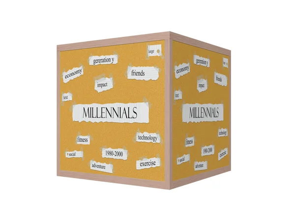 Millennials 3D Corkboard Word Concept — Φωτογραφία Αρχείου