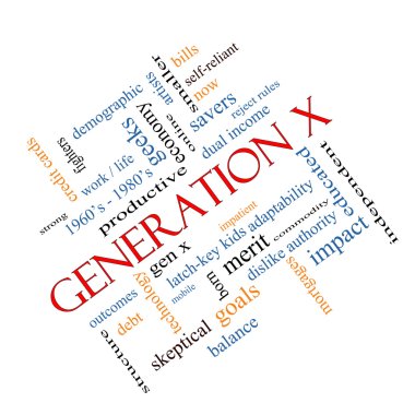 Generation X Word Cloud Concept angled clipart