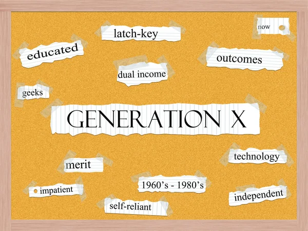 Generation x korkboard wortkonzept — Stockfoto