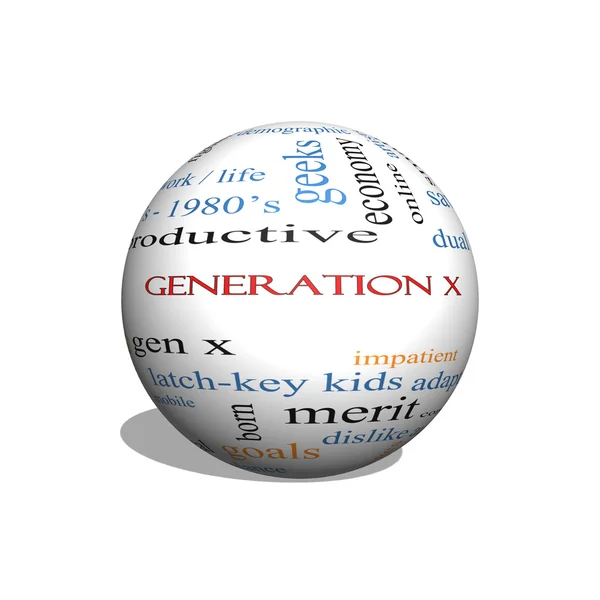 Generation X 3D sphere Word Cloud Concept — Zdjęcie stockowe