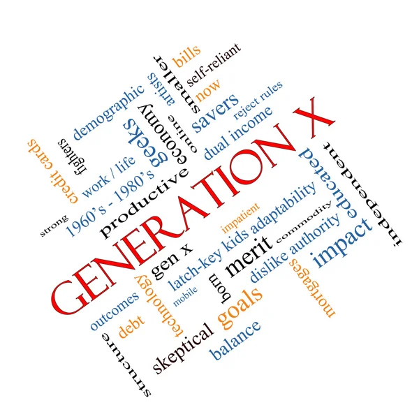 Generation X Word Cloud Concept angled — Stok fotoğraf