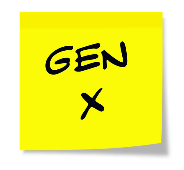 Gen X escrito em uma nota pegajosa amarela — Fotografia de Stock