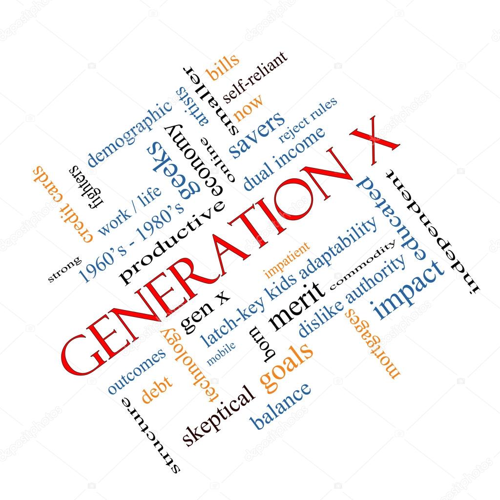 Generation X Word Cloud Concept angled