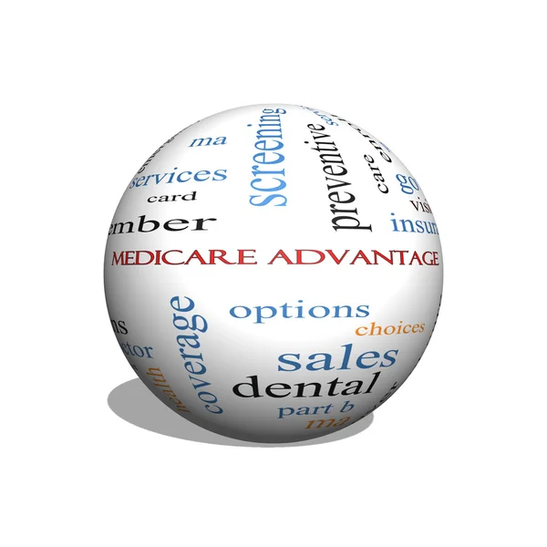 Concepto de Word Cloud de esfera 3D de Medicare Advantage — Foto de Stock