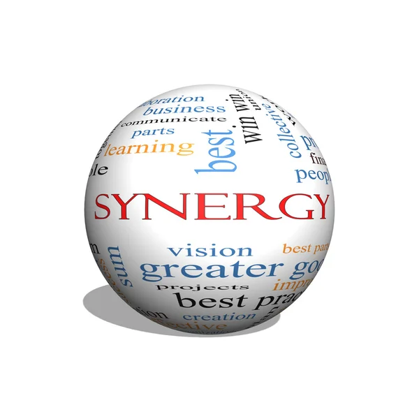 Synergy 3D sphere Word Cloud Concept — Stock Photo, Image