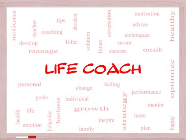 Life Coach Word Cloud Concept on a Whiteboard