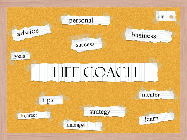 Life Coach Corkboard Word Concept — Stok fotoğraf